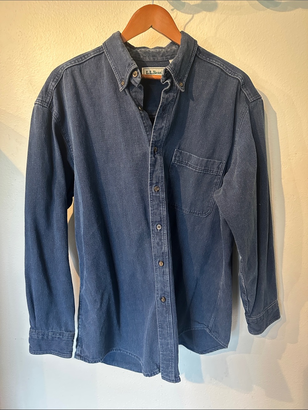 VTG L.L. Bean Men's Washed Indigo Button-Down Shirt L